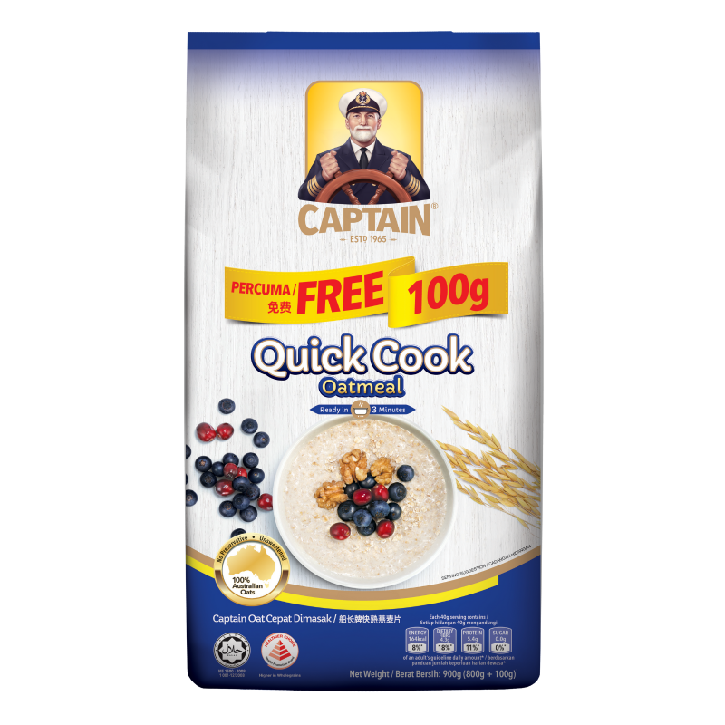 Captain Oats Quick Cook Oatmeal 800g + Free 100g