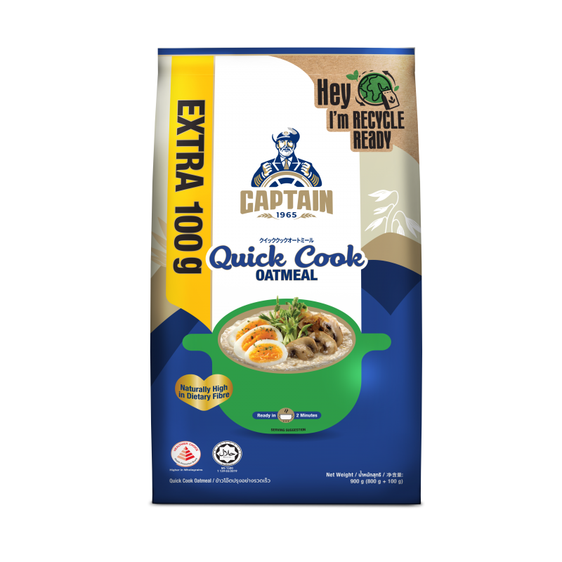 Captain Oats Quick Cook Oatmeal 800g + Free 200g