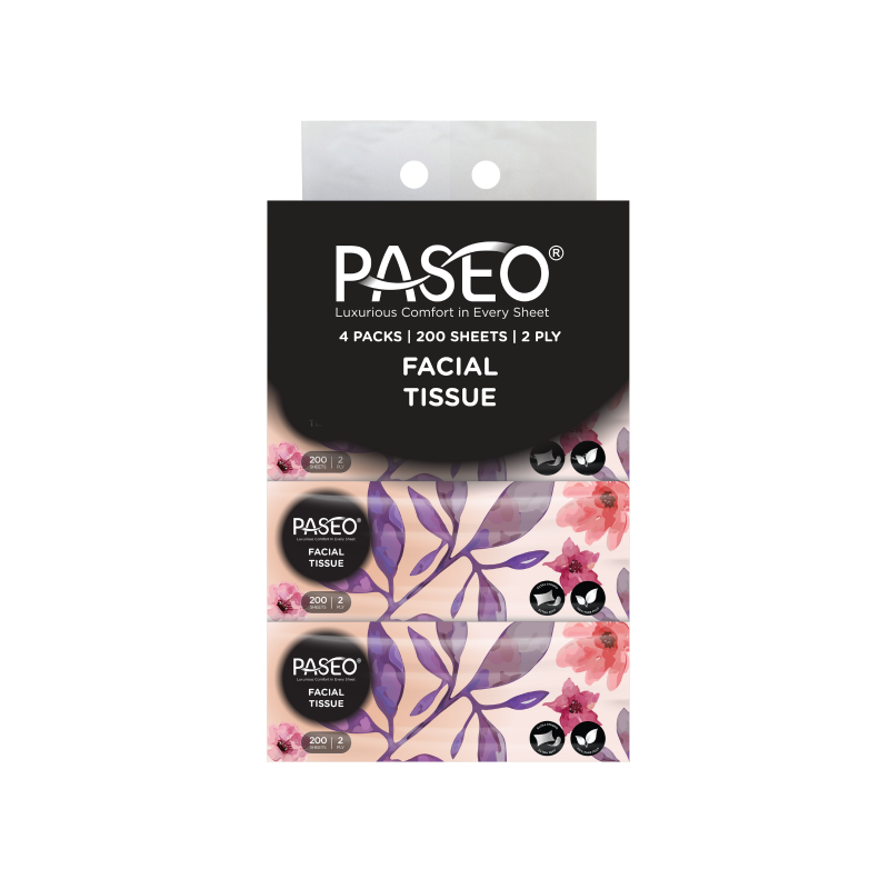 Paseo Softpack 2ply 200 sheets 4 Packs